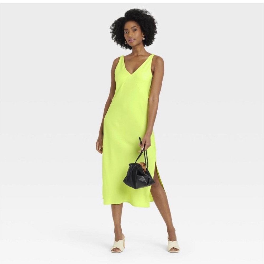 NWT Neon Midi v-neck slip dress